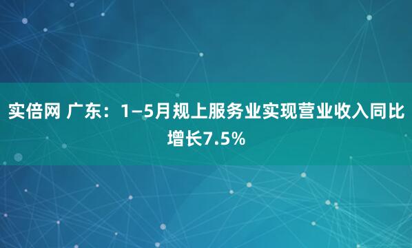 实倍网 广东：1—5月规上服务业实现营业收入同比增长7.5%