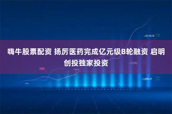 嗨牛股票配资 扬厉医药完成亿元级B轮融资 启明创投独家投资